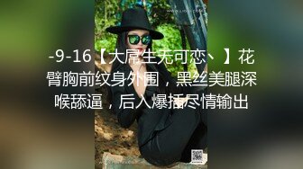 -9-16【大屌生无可恋丶】花臂胸前纹身外围，黑丝美腿深喉舔逼，后入爆插尽情输出